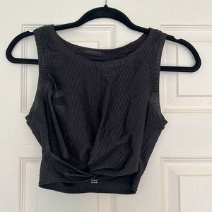Off line ribbed and cropped work out top